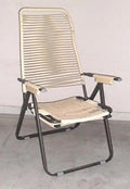 Poltrona Relax in Metallo Regolabile con Rivestimento Ecru