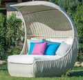 Lettino da Giardino di Lusso con Parasole Bianco, 156 x 146 x 174 cm - Resistente alle Intemperie