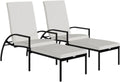 Set 2 Lettini Sdraio Rattan con Poggiapiedi e Braccioli, Colore Nero