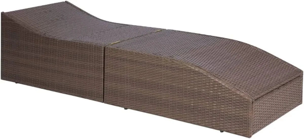 Lettino prendisole in rattan PE con cuscino marrone e telaio regolabile