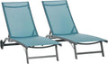 Set di 2 Sdraio da Giardino Reclinabili a 5 Posizioni in Alluminio e Tessuto Traspirante, 66x165x102 cm, Blu e Nero