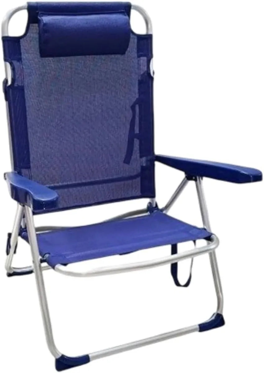 Sicignano Coppia di Sdraio Alluminio con Textilene e Cuscino Blu, 115x64x50 cm