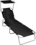Sedia a sdraio ergonomica con tettuccio parasole, alluminio resistente, pieghevole per esterni