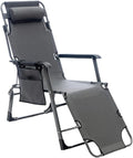 Sedia Sdraio Reclinabile Coveri con Cuscino e Portaoggetti, Struttura in Acciaio, Ideale per Casa e Giardino, Colore Grigio