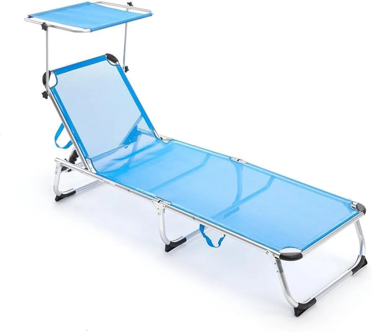 Sdraio Reclinabile Q.bo con Parasole Pieghevole, Modello Sapri Azzurro