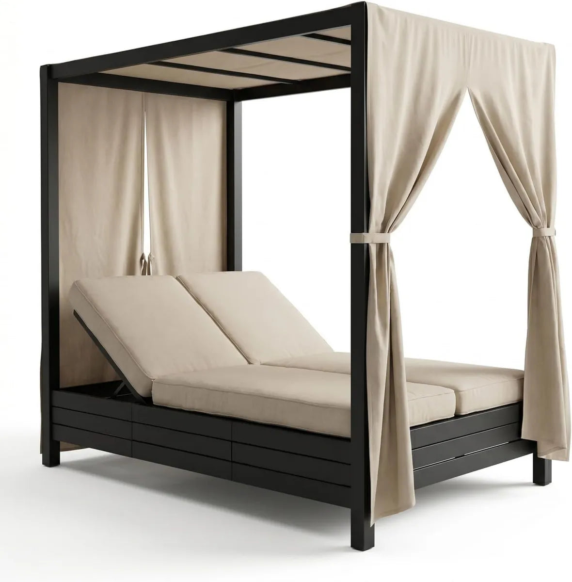Lettino Doppio da Giardino in Alluminio Sunbrella con Porta Tazza