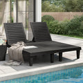 Lettino Prendisole Nero Doppio in Polipropilene con Schienale Regolabile, Effetto Legno, 155x138x83 cm, Resistente alle Intemperie, per Giardino e Terrazza