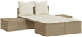 Lettino modulare in polyrattan beige con cuscini imbottiti e rivestimenti sfoderabili