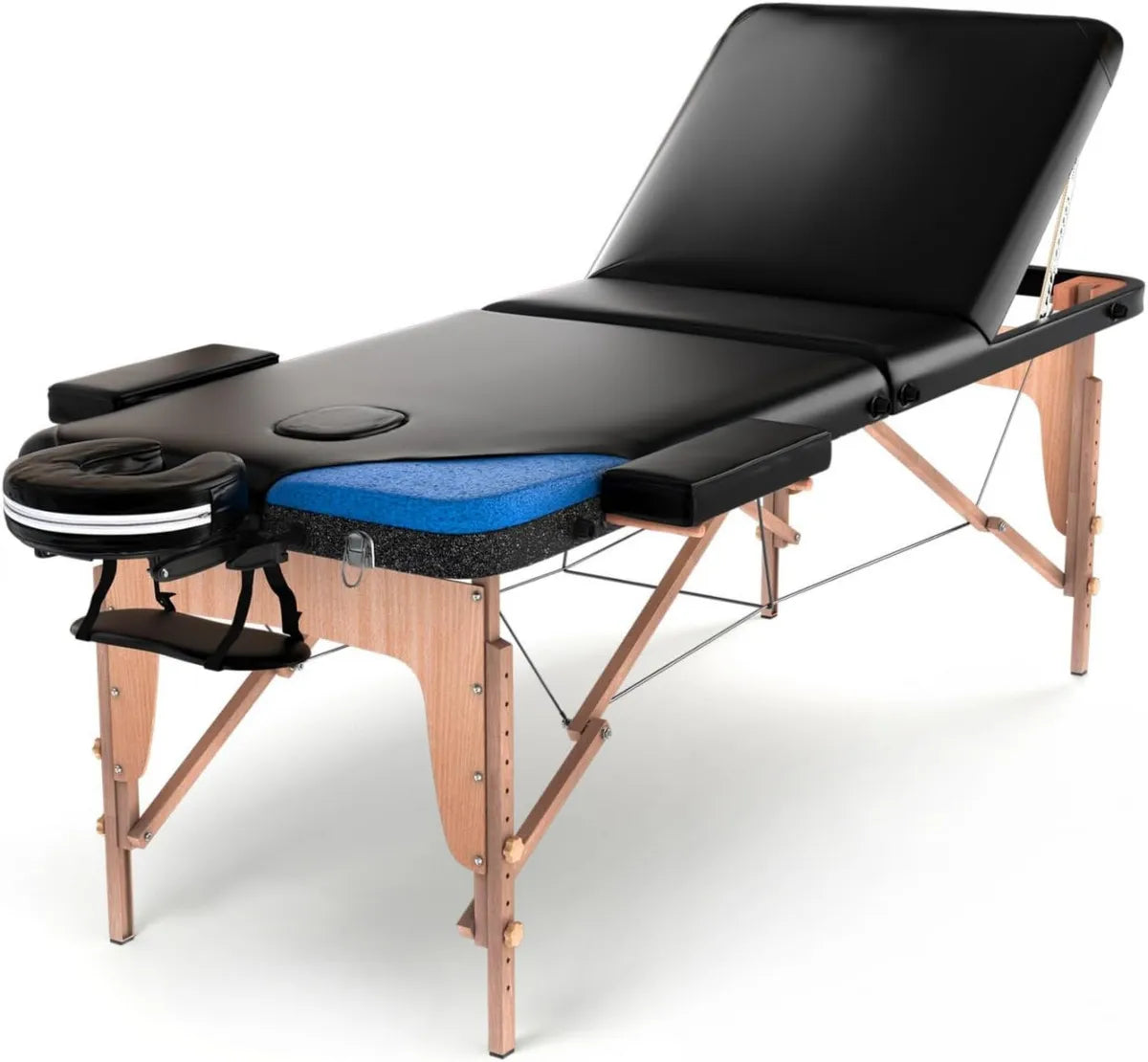 Lettino Massaggio Professionale 3 Zone in Legno XL - Pieghevole e Portatile 180 x 56 cm