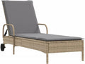 Sdraio da Giardino in Polyrattan Beige, Lettino Relax con Schienale Regolabile e Cuscino Imbottito, 200x55 cm, Ideale per Piscina e Terrazzo