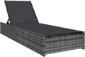 Lettino prendisole in polyrattan regolabile per giardino, struttura in acciaio, 200,5x70x75 cm, grigio