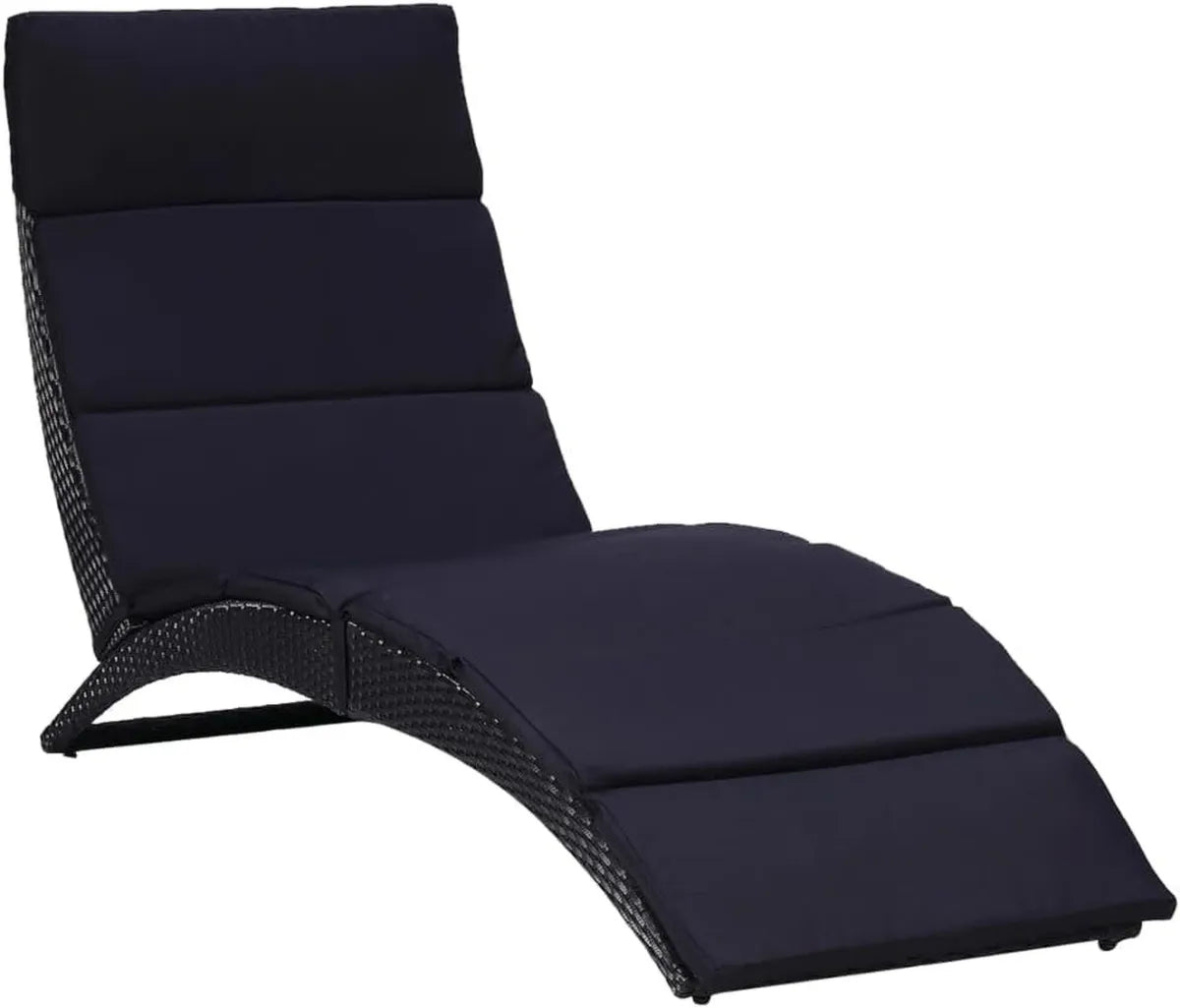Sdraio in Polyrattan Nero Resistente, Regolabile e Pieghevole