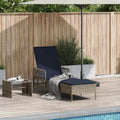 Sdraio in Polyrattan Regolabile, Grigio/Blu Navy, 200x55x92 cm, Resistente agli Agenti Atmosferici