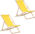 Sedia a Sdraio Pieghevole in Legno, Lettino Prendisole da Spiaggia e Giardino, Set di 2, Giallo