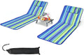 Set di Materassi da Spiaggia Pieghevoli con Tavolino e Sedie Regolabili, Poggiatesta Rimovibile, Ideale per Giardino e Campeggio (Blu e Verde)