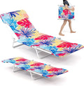Lettino da Spiaggia Pieghevole 5 Posizioni, Set di 2 Sedie Reclinabili con Cinghia, Sdraio Portatile 150 kg (Foglie)