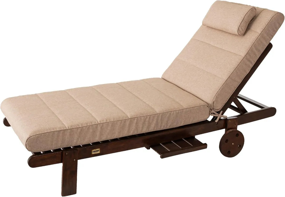 Cuscino per Lettino da Giardino Imbottito Beige 204x60 cm