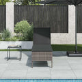 Lettino Prendisole Homgoday in Polyrattan Grigio con Cuscino, 55x200x44cm, Arredo Giardino Elegante