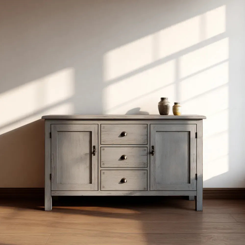 Sideboard aus Holz – Rustikales Design 150x45x80 cm – Grau