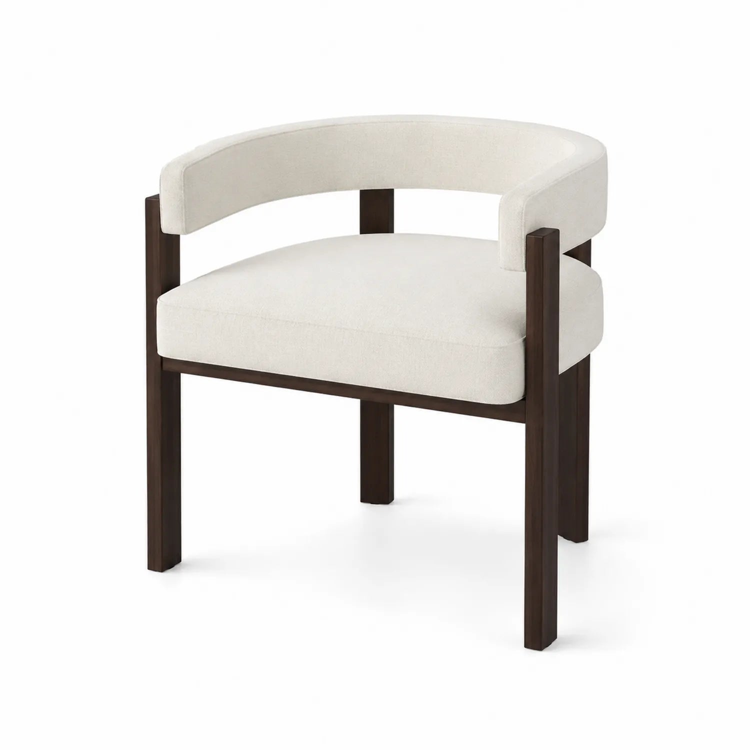 Sedia in Legno con Seduta in Poliestere Beige e Schienale Curvo