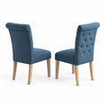 Set di 2 Sedie in Tessuto Blu con Gambe in Legno