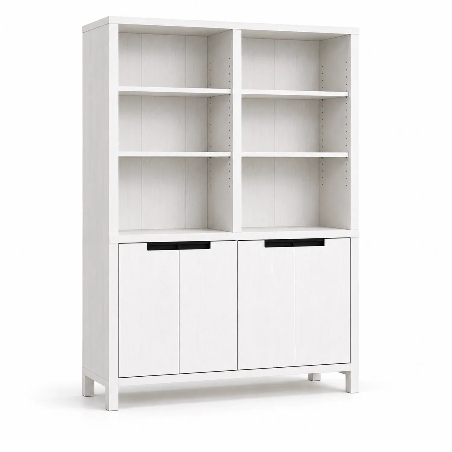Libreria scaffale con ante in legno composito laccato bianco 180x120x40 cm