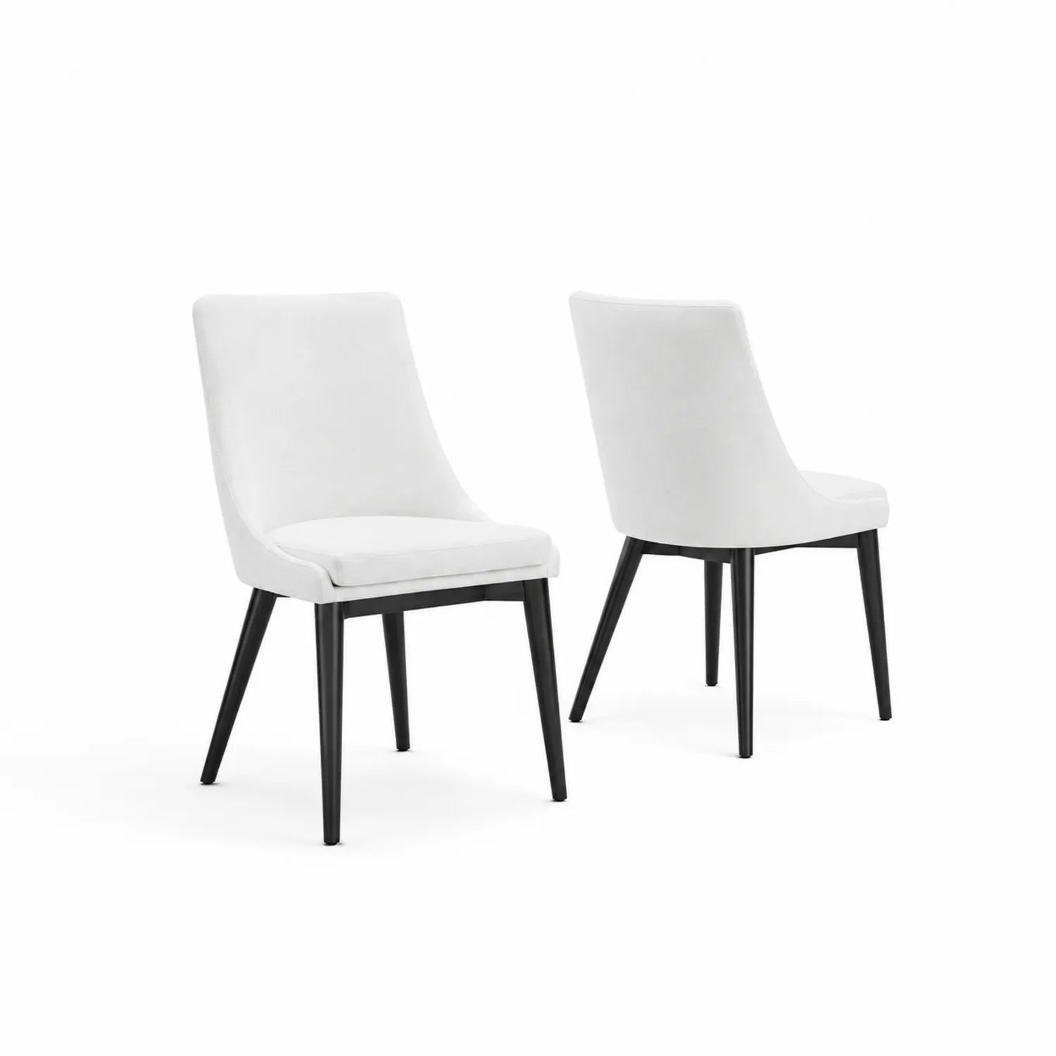 Set di 2 sedie in velluto con gambe in legno, Altezza 89 cm, Bianco