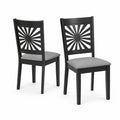 Set di 2 Sedie in Legno con Seduta in Tessuto Grigio