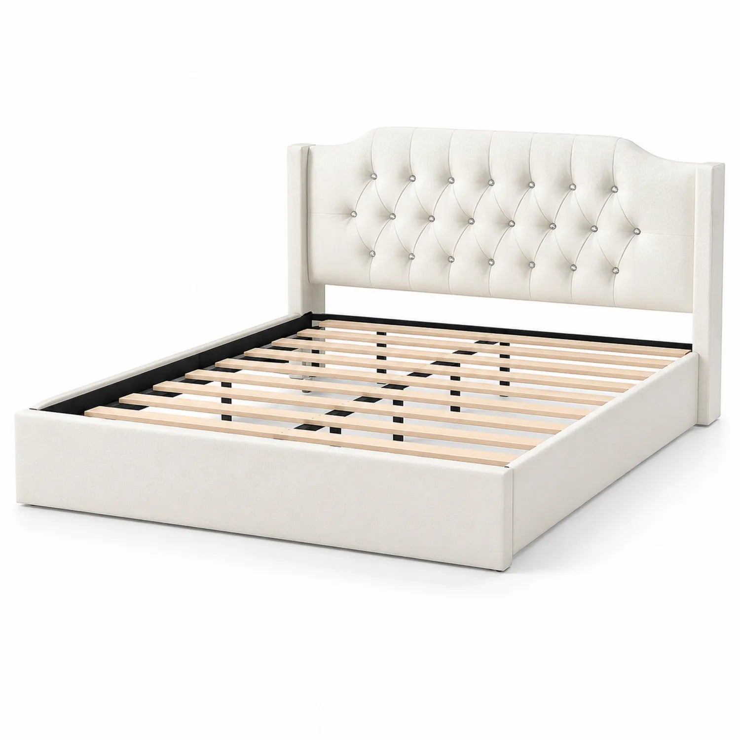 Letto Matrimoniale Imbottito in Tessuto Bianco 200x160 cm