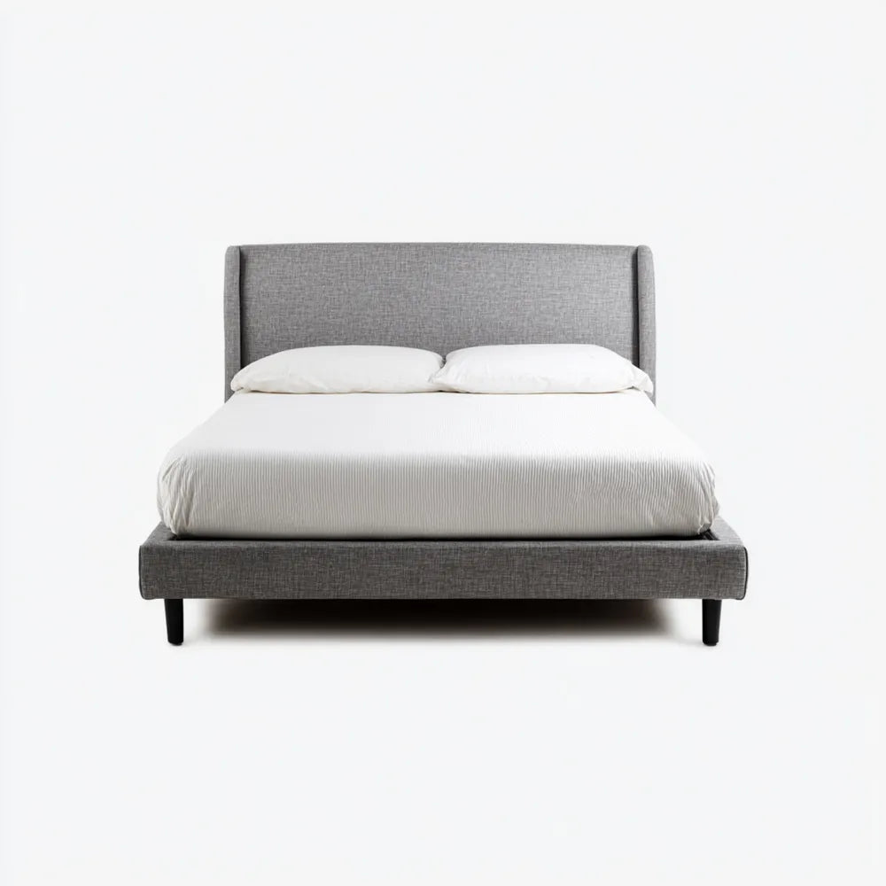 Double Bed 200x140x100 cm Upholstered - Light Gray - Modern Design