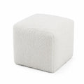 Pouf cubo in tessuto bouclé bianco