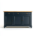 Sideboard 150x40x85 cm – Navy Blue – Classic Design with Wood Top