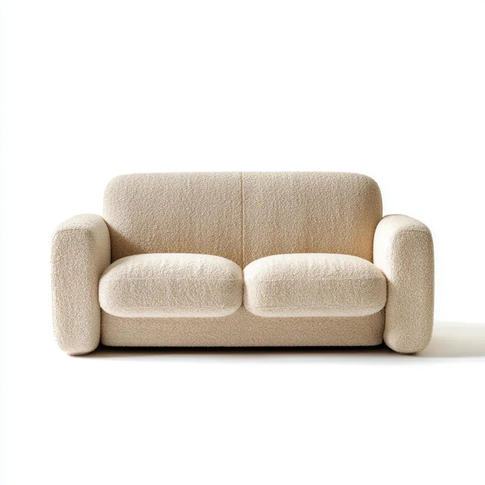 Sofa 150x80x75 cm Bouclé-Stoff – Beige – Modernes Design