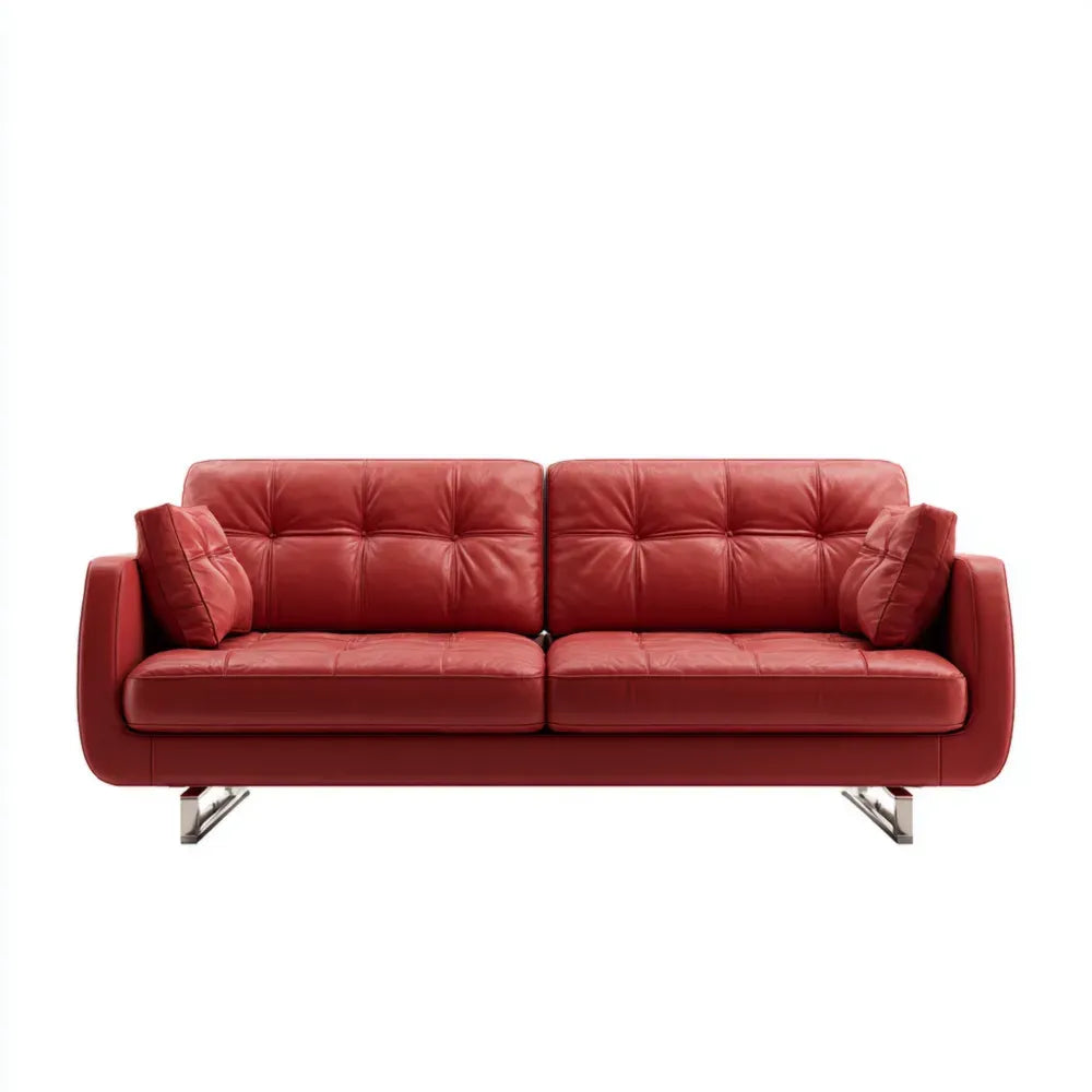 Dreisitzer-Sofa Kunstleder 210x90x85 cm - Rot - Modernes Design