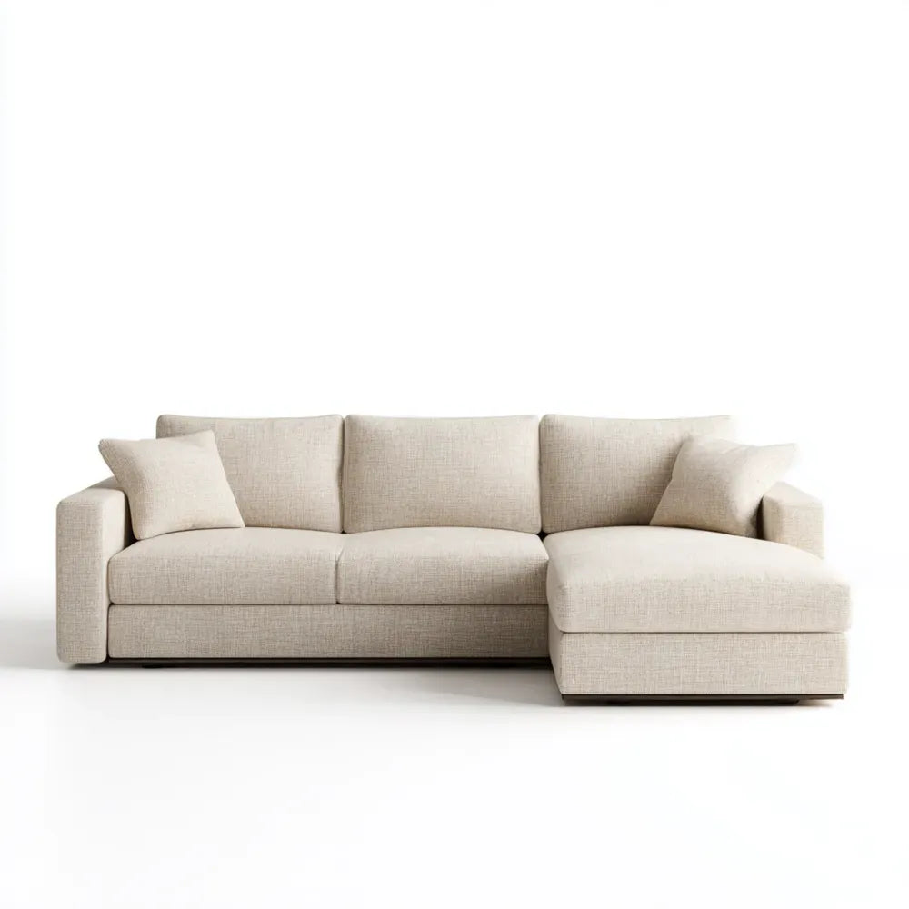 Modern Sectional Sofa Set Fabric Upholstery Beige - 98.4x35.4x33.5 Inches