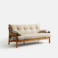 Sofa with Cushion Upholstery - 180x85x75 cm Natural Wood Frame Beige - Contemporary Design